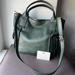 Fossil Emerson Leather Satchel in Dark Green